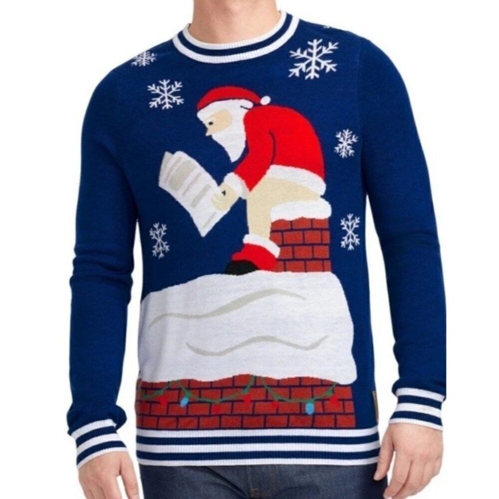 Tipsy Elves Mens 4XL Santa Log On The Fire Ugly Sweater Funny Bathroom Humor NWT